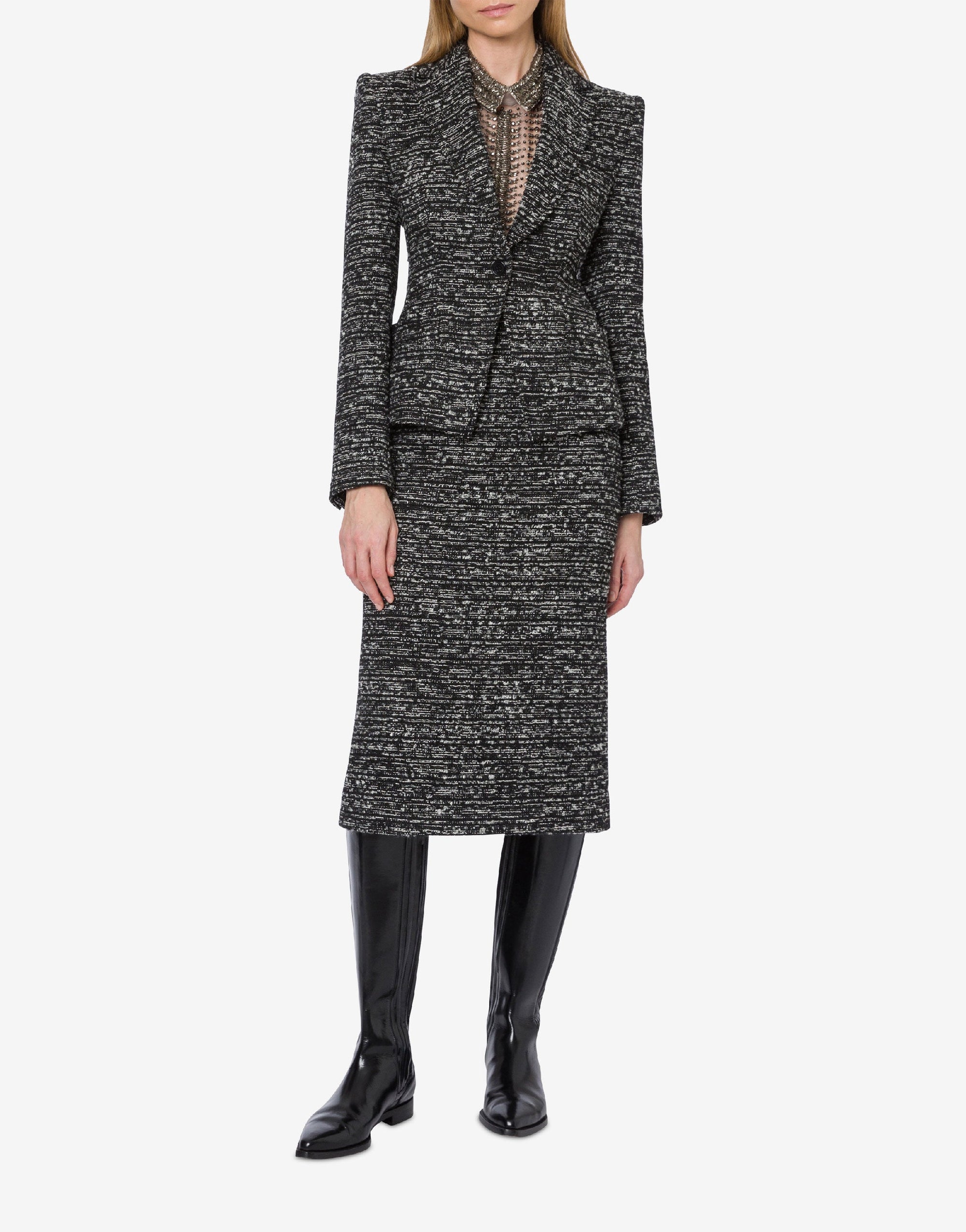 Tweed button-down jacket - Dark Grey