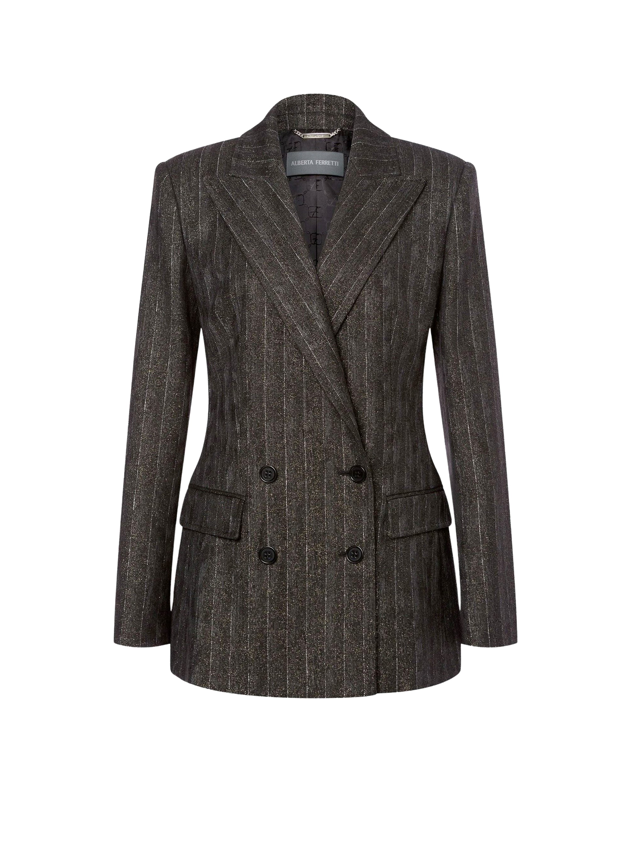 Veste à double boutonnage à rayures - Dark Grey