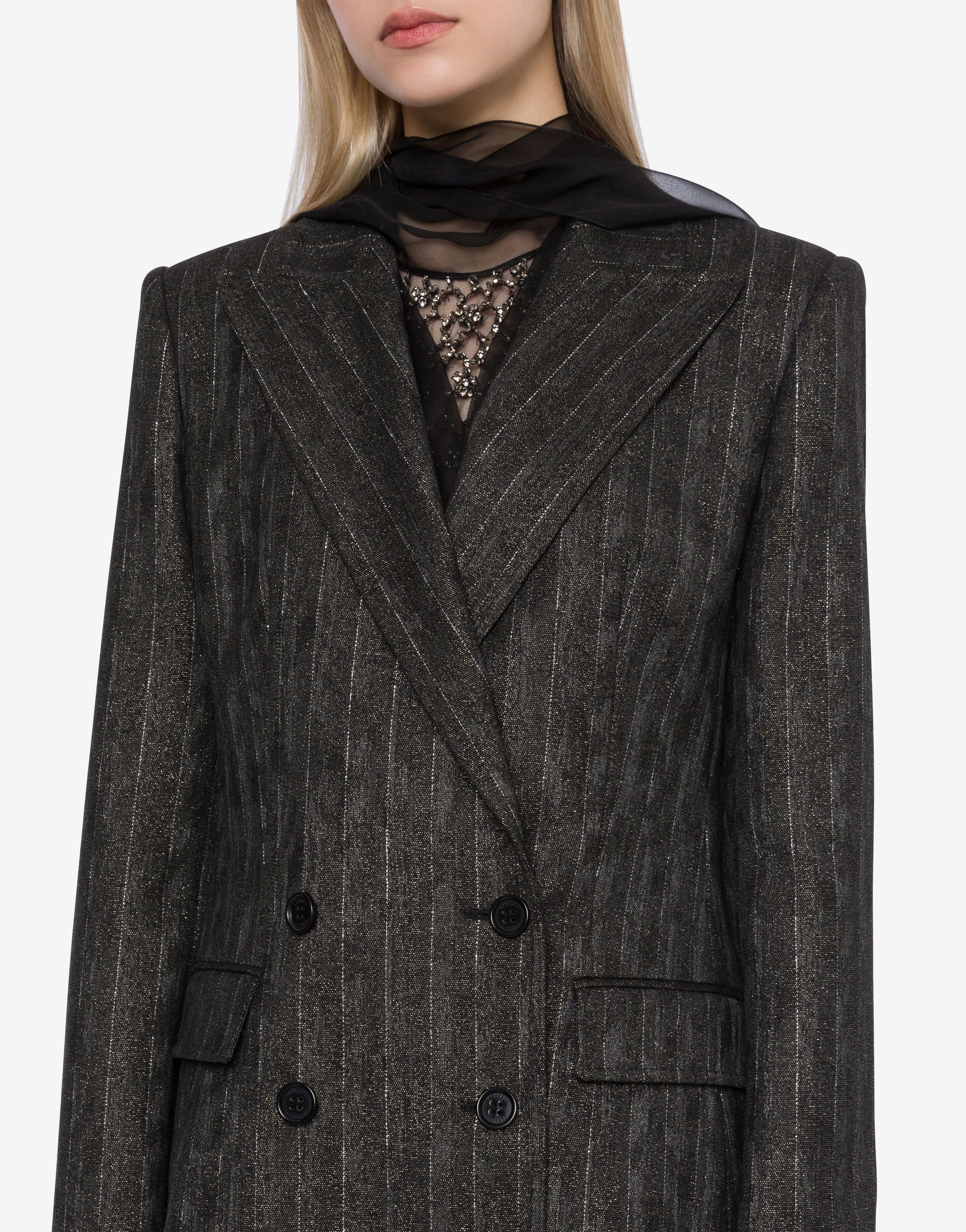 Veste à double boutonnage à rayures - Dark Grey