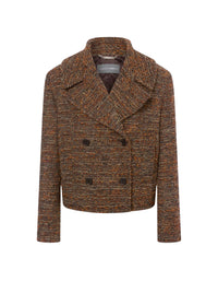 Manteau court en tweed boutonné - Brown