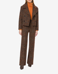 Manteau court en tweed boutonné - Brown
