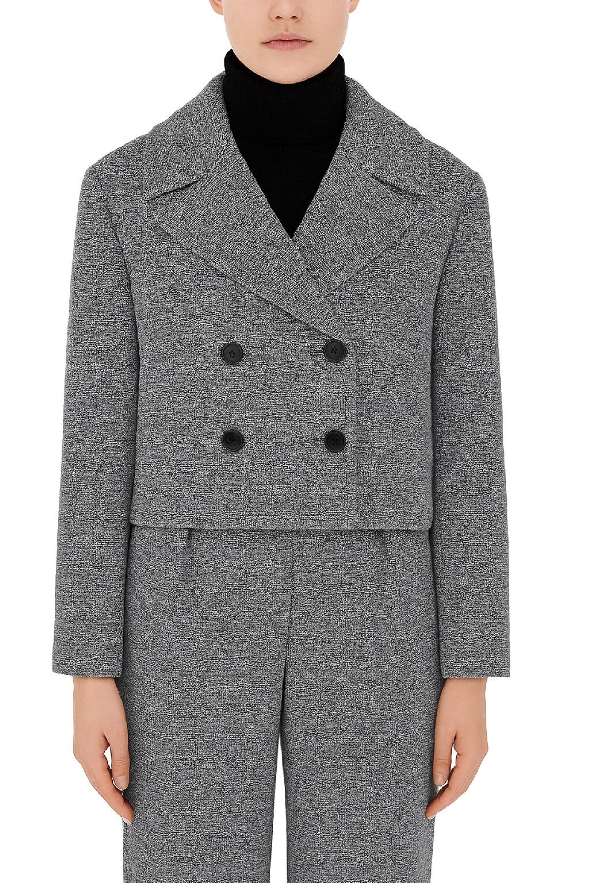 Manteau court en tweed boutonné - Dark Grey