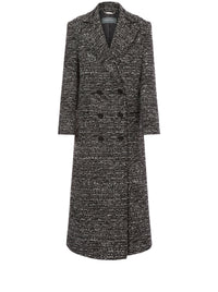 Manteau croisé court en tweed boutonné - Dark Grey