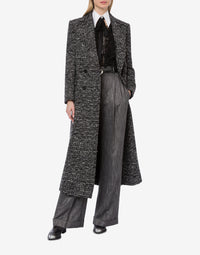 Manteau croisé court en tweed boutonné - Dark Grey