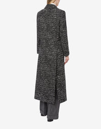 Manteau croisé court en tweed boutonné - Dark Grey