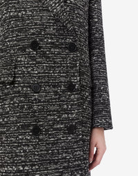 Manteau croisé court en tweed boutonné - Dark Grey