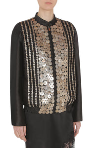 Satin jacket with metallic applications - Black