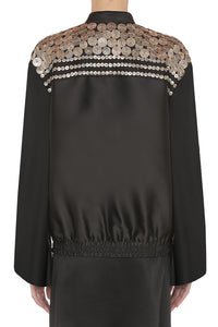 Satin jacket with metallic applications - Black