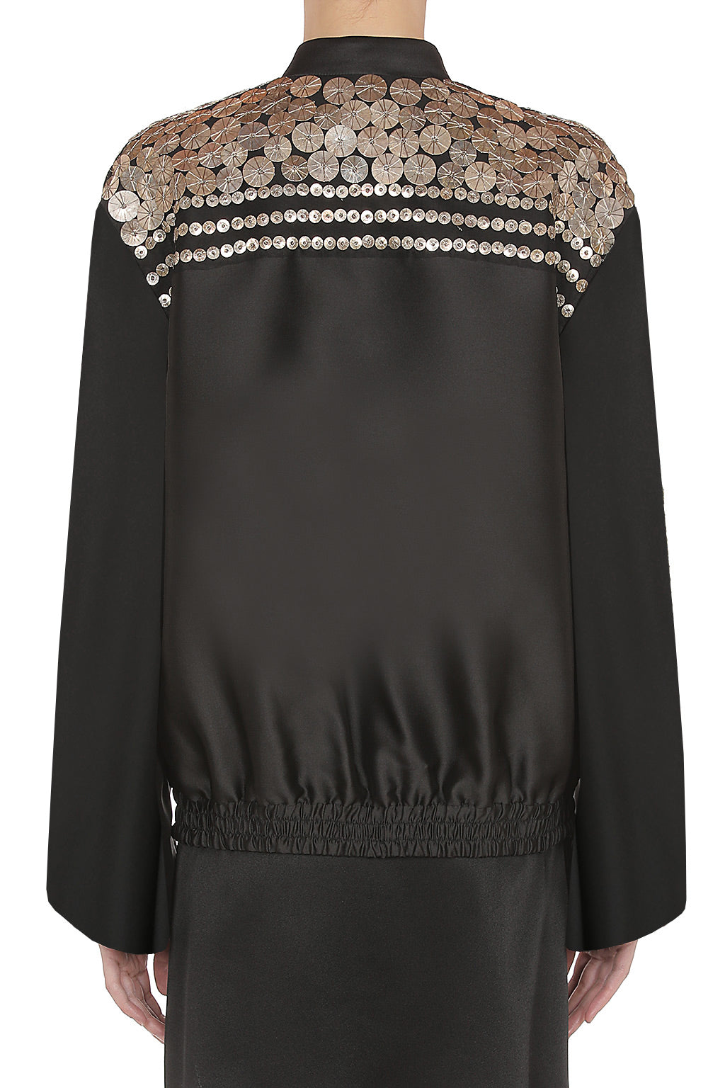Satin jacket with metallic applications - Black