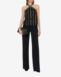 Top en tulle avec broderie géométrique - Black