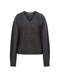 Cashmere wool blend jumper with sleeves - Black