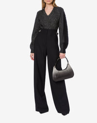 Cashmere wool blend jumper with sleeves - Black