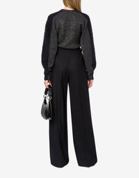 Cashmere wool blend jumper with sleeves - Black