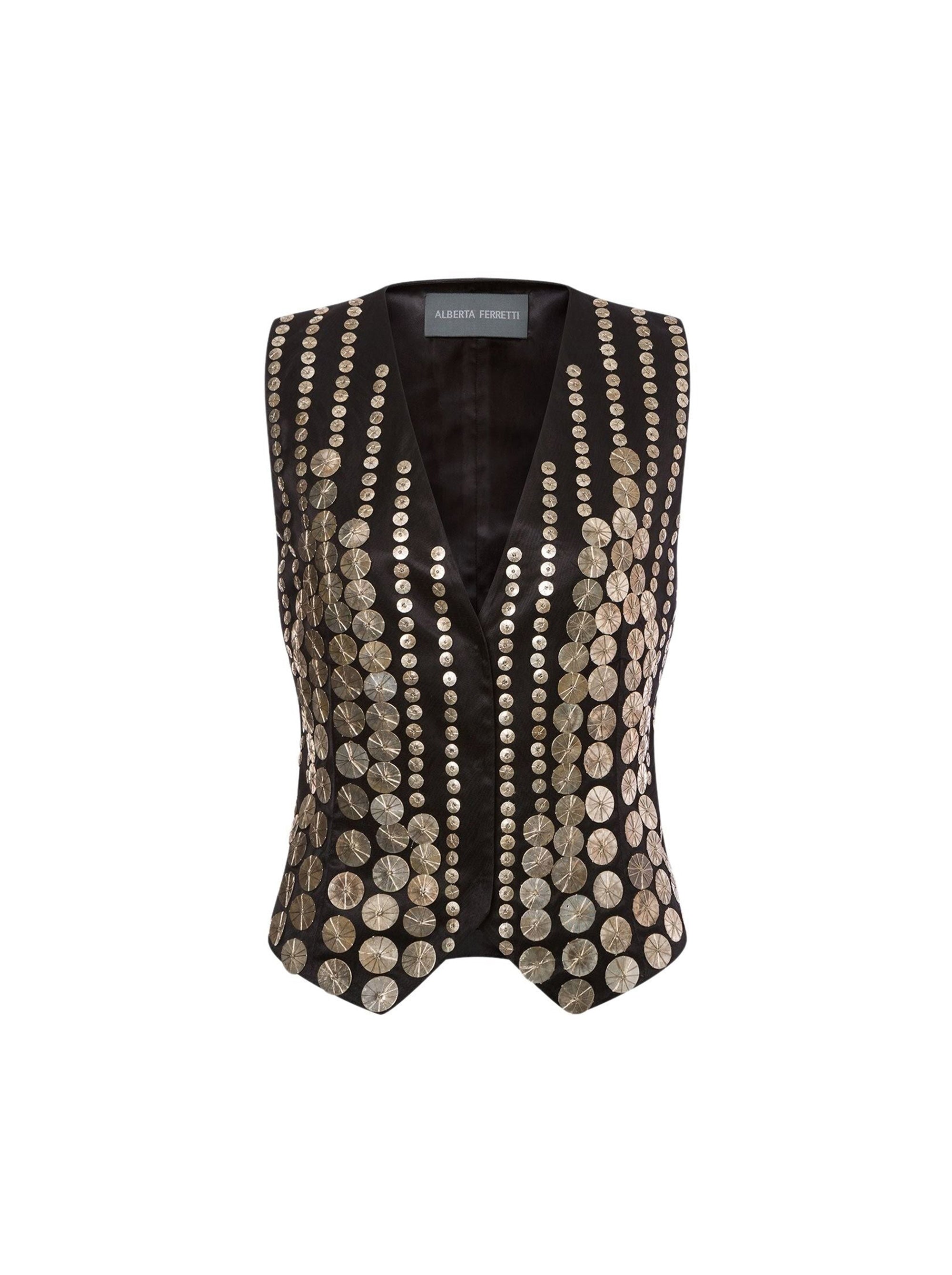 Waistcoat with medal embroidery - Black