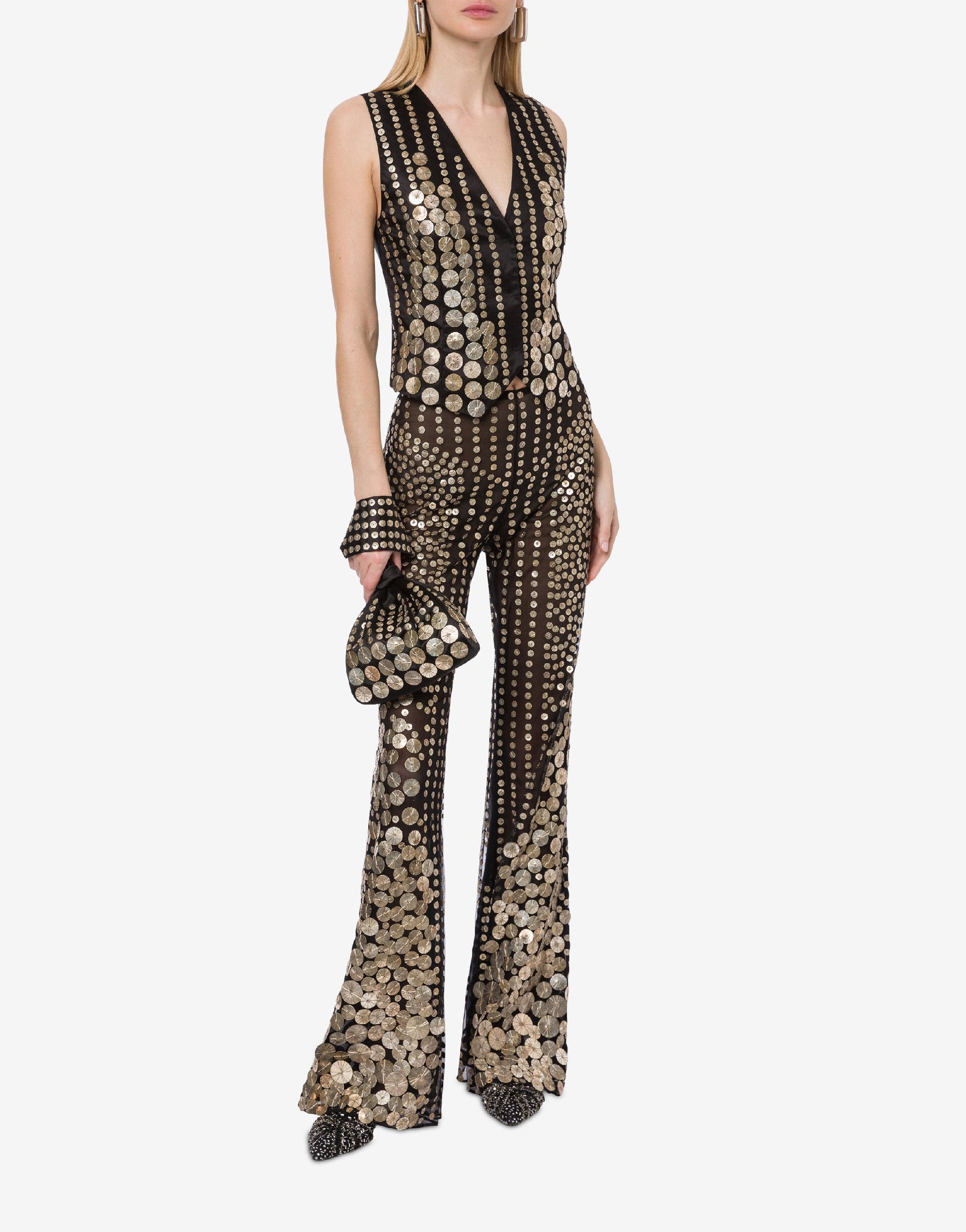 Waistcoat with medal embroidery - Black