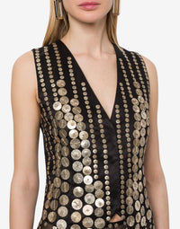 Waistcoat with medal embroidery - Black