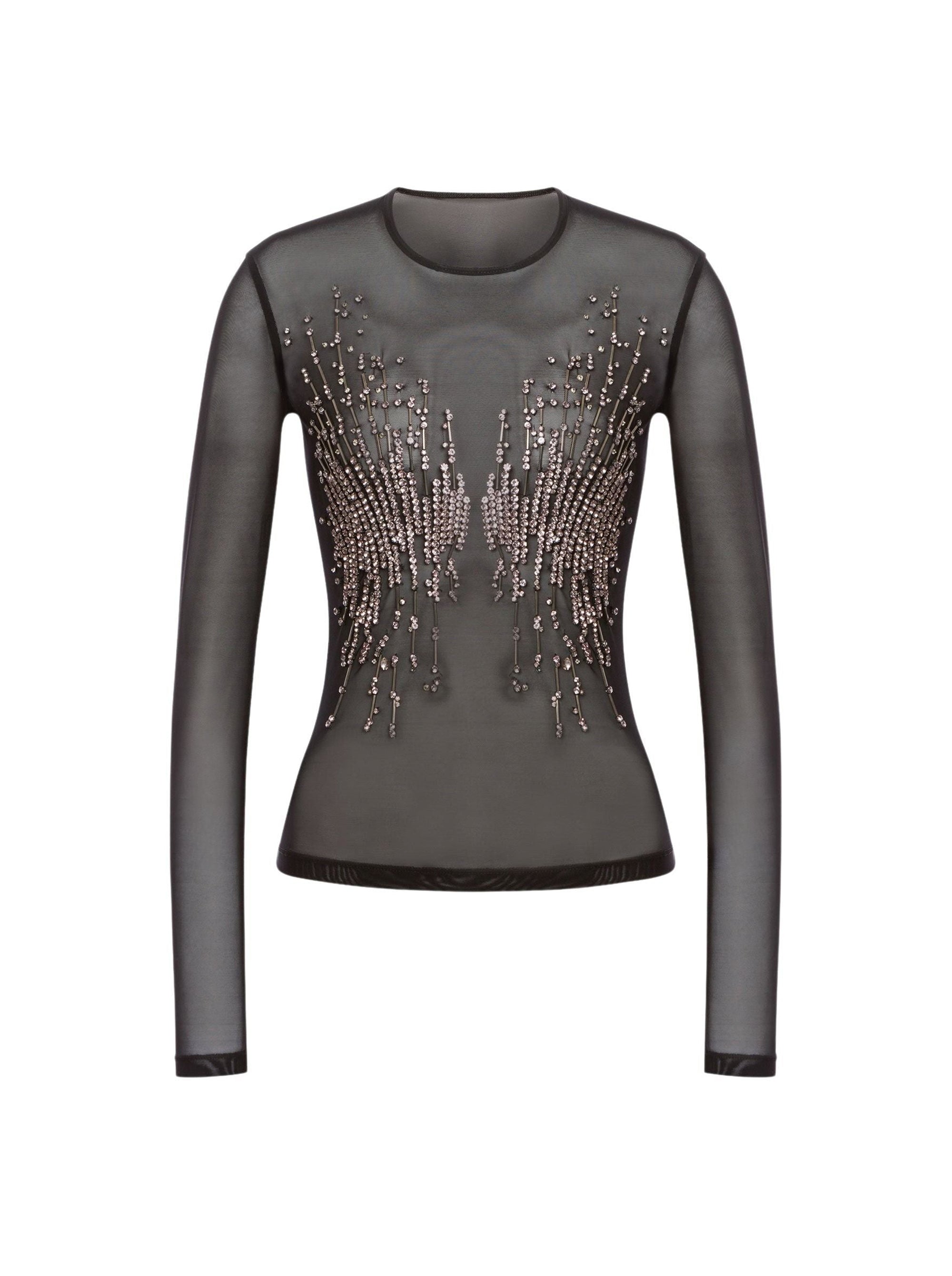 T-shirt avec strass et perles - Black