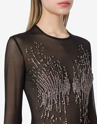T-shirt avec strass et perles - Black