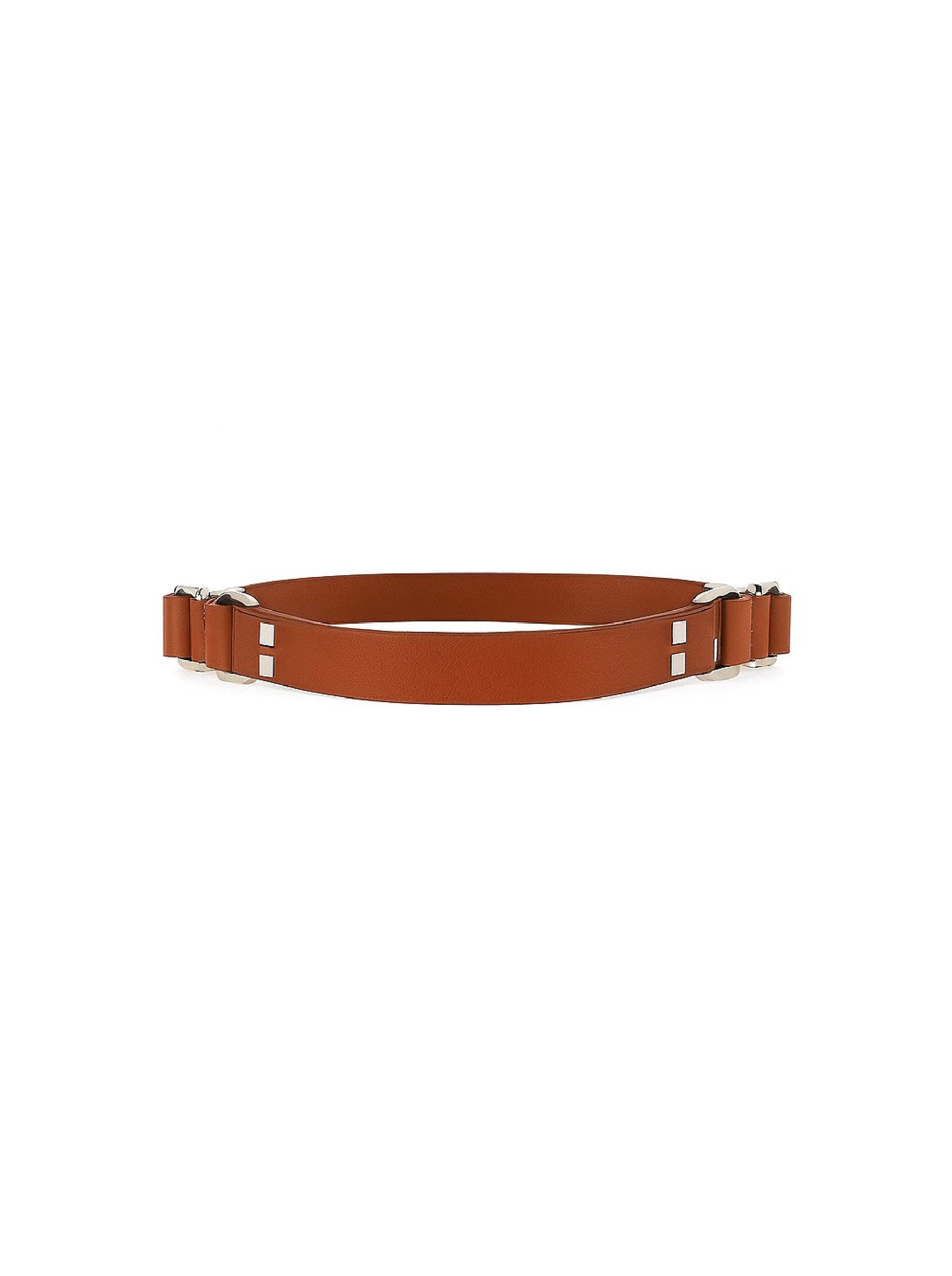 Leather belt with metal buckle - Brown