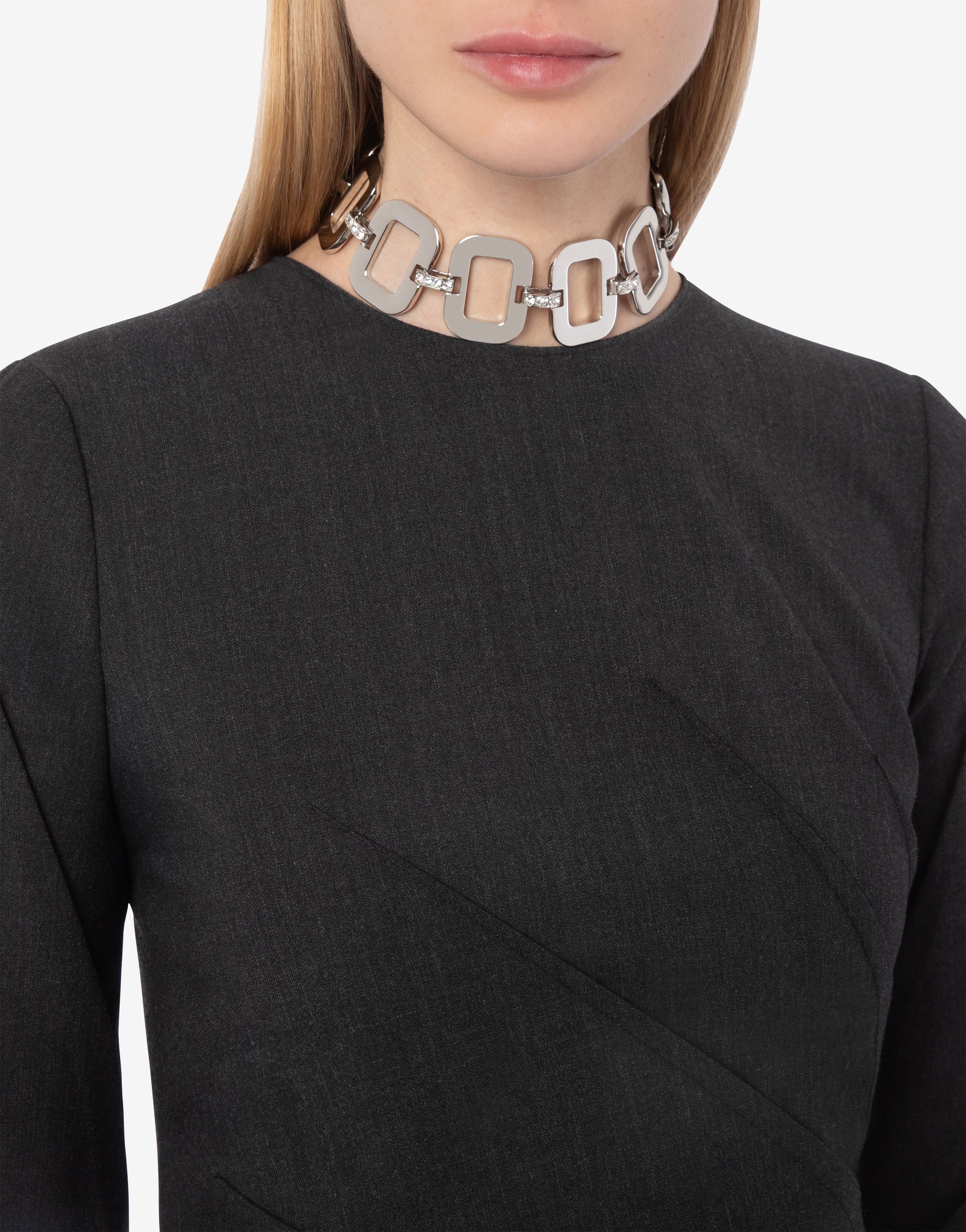 Collier ras-du-cou à strass - Silver