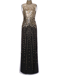 Robe longue en tulle brodé - Black