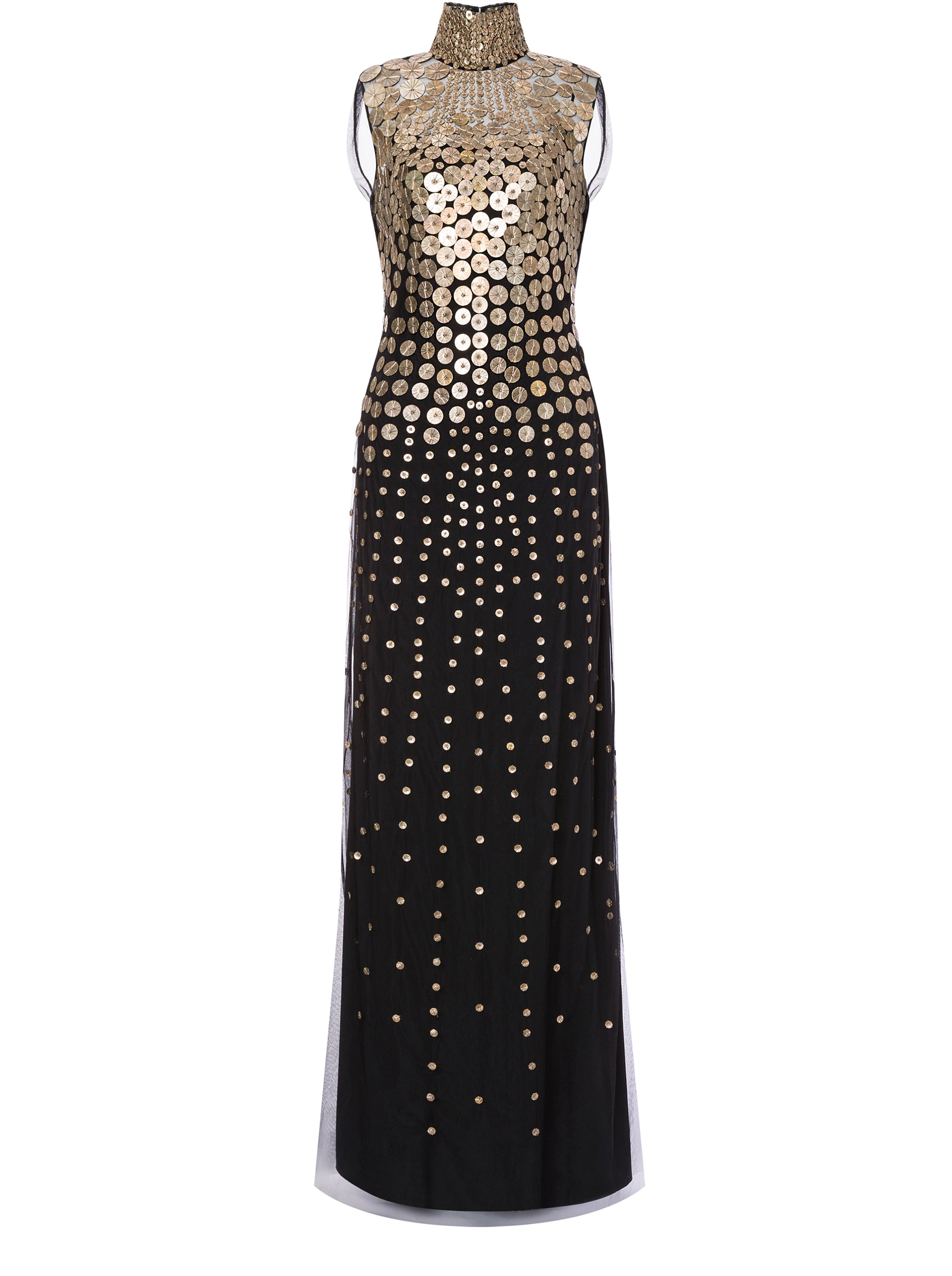 Robe longue en tulle brodé - Black