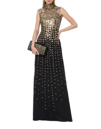 Robe longue en tulle brodé - Black