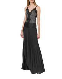 Robe longue plissée en tulle et dentelle - Dark Grey