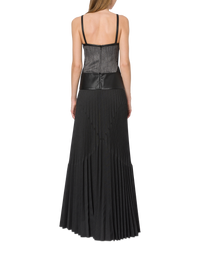 Robe longue plissée en tulle et dentelle - Dark Grey