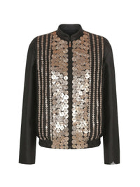 Satin jacket with metallic applications - Black