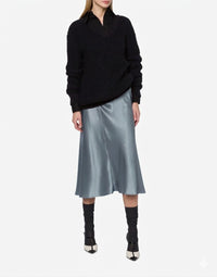 Silk blend midi skirt - Grey Pearl