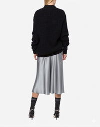 Silk blend midi skirt - Grey Pearl