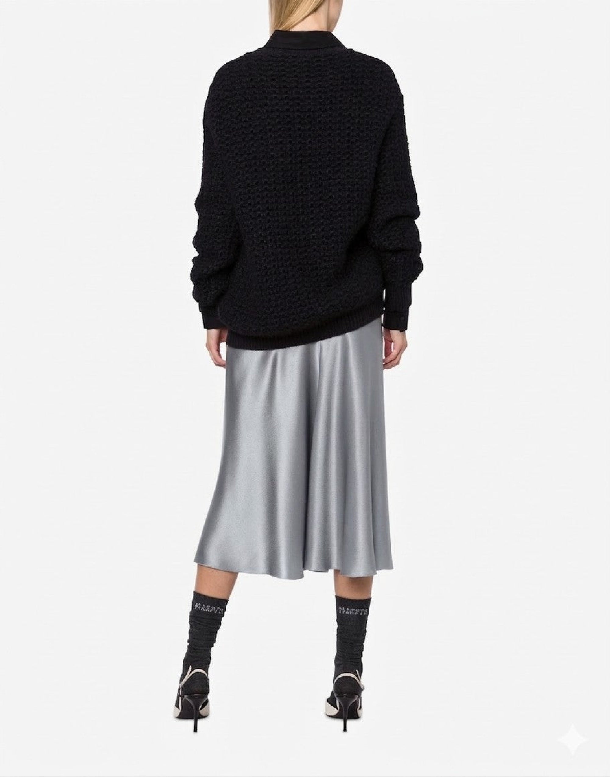 Silk blend midi skirt - Grey Pearl
