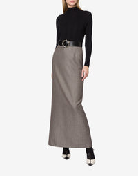 Jupe longue en tweed de laine - Dark Grey