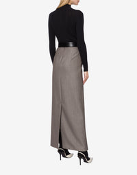 Jupe longue en tweed de laine - Dark Grey