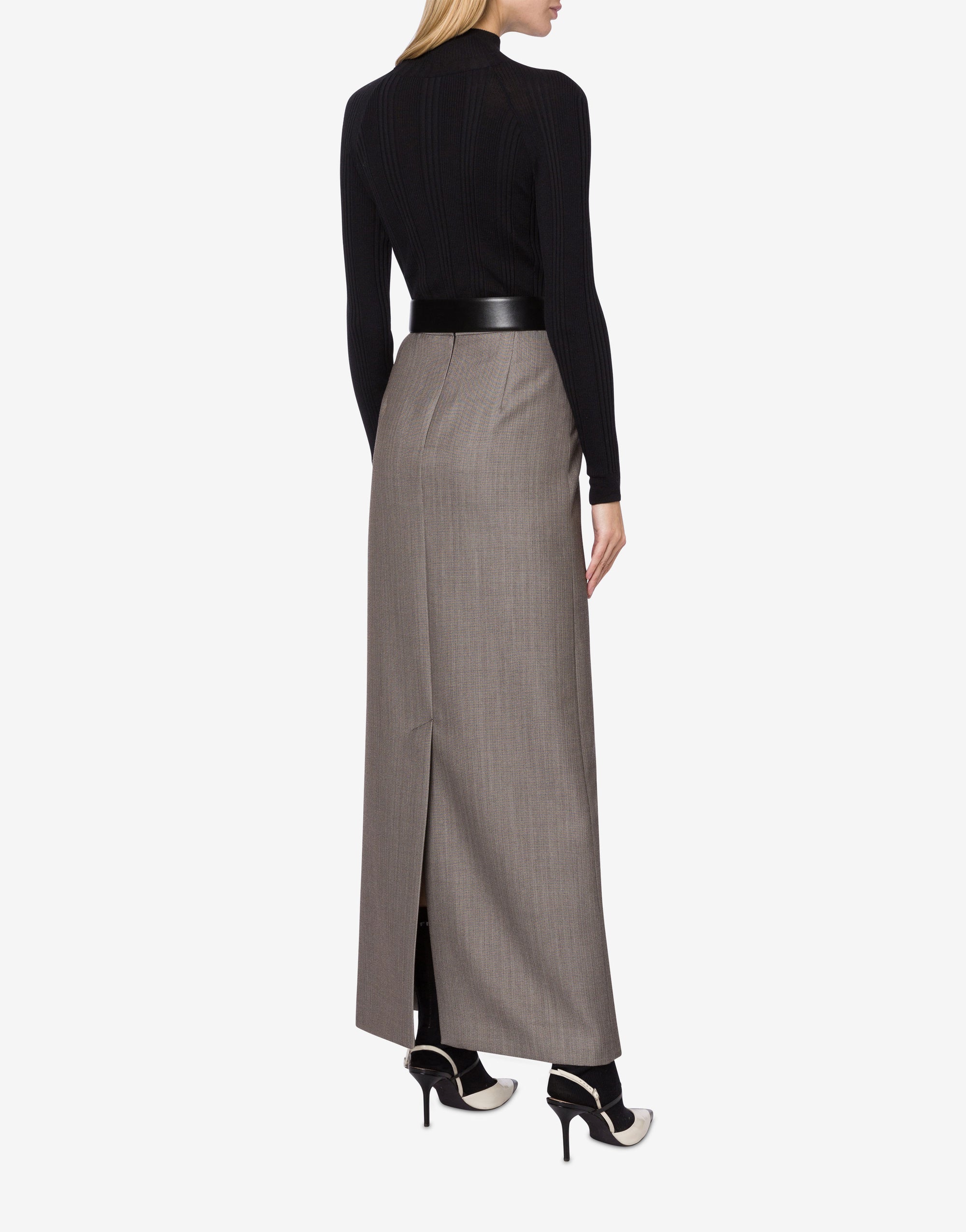 Jupe longue en tweed de laine - Dark Grey