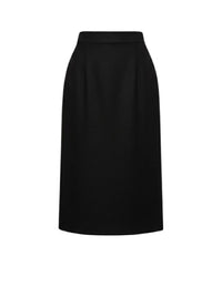 Jupe midi en laine - Black