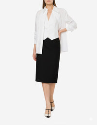 Jupe midi en laine - Black