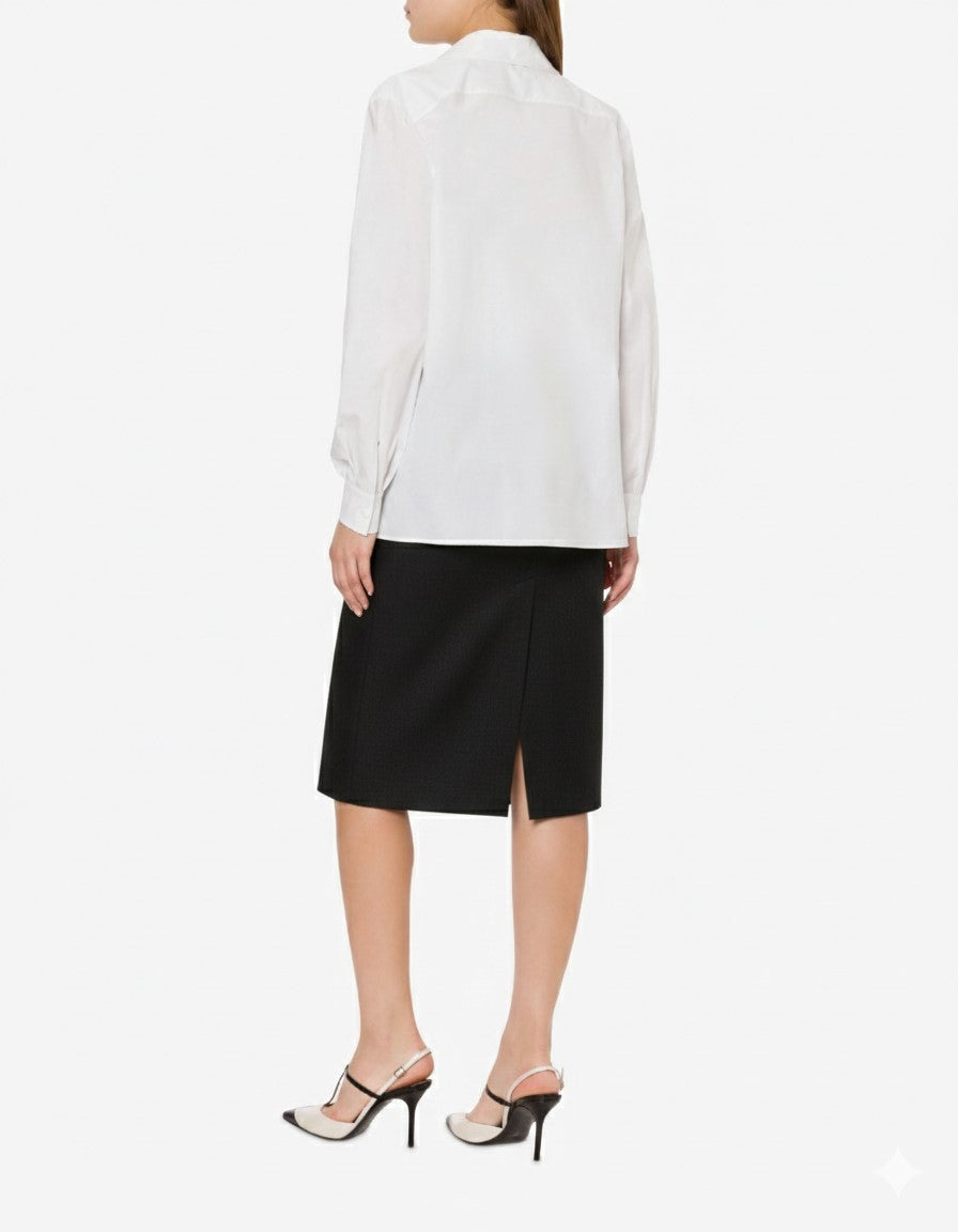 Jupe midi en laine - Black