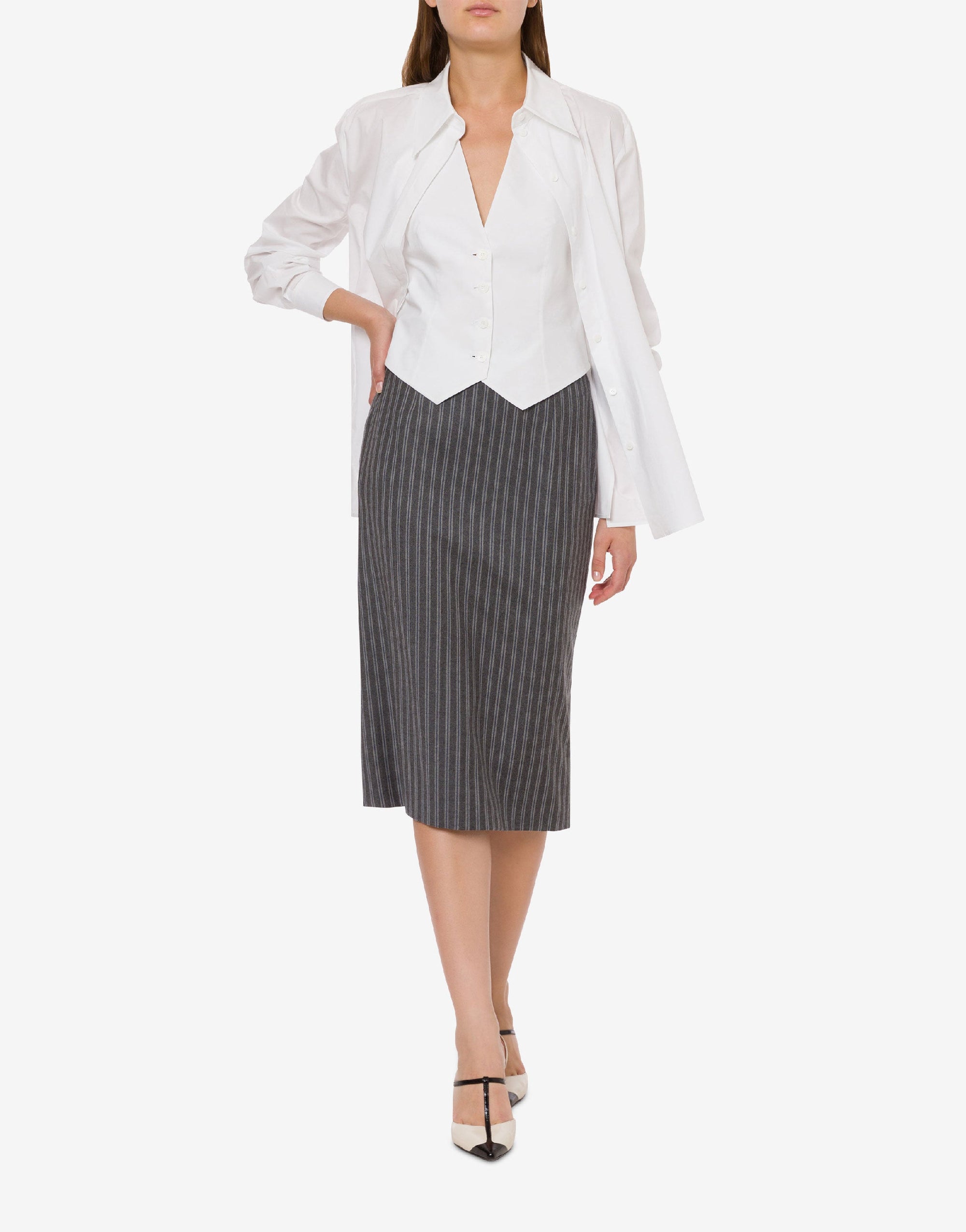 Jupe midi en laine - Grey