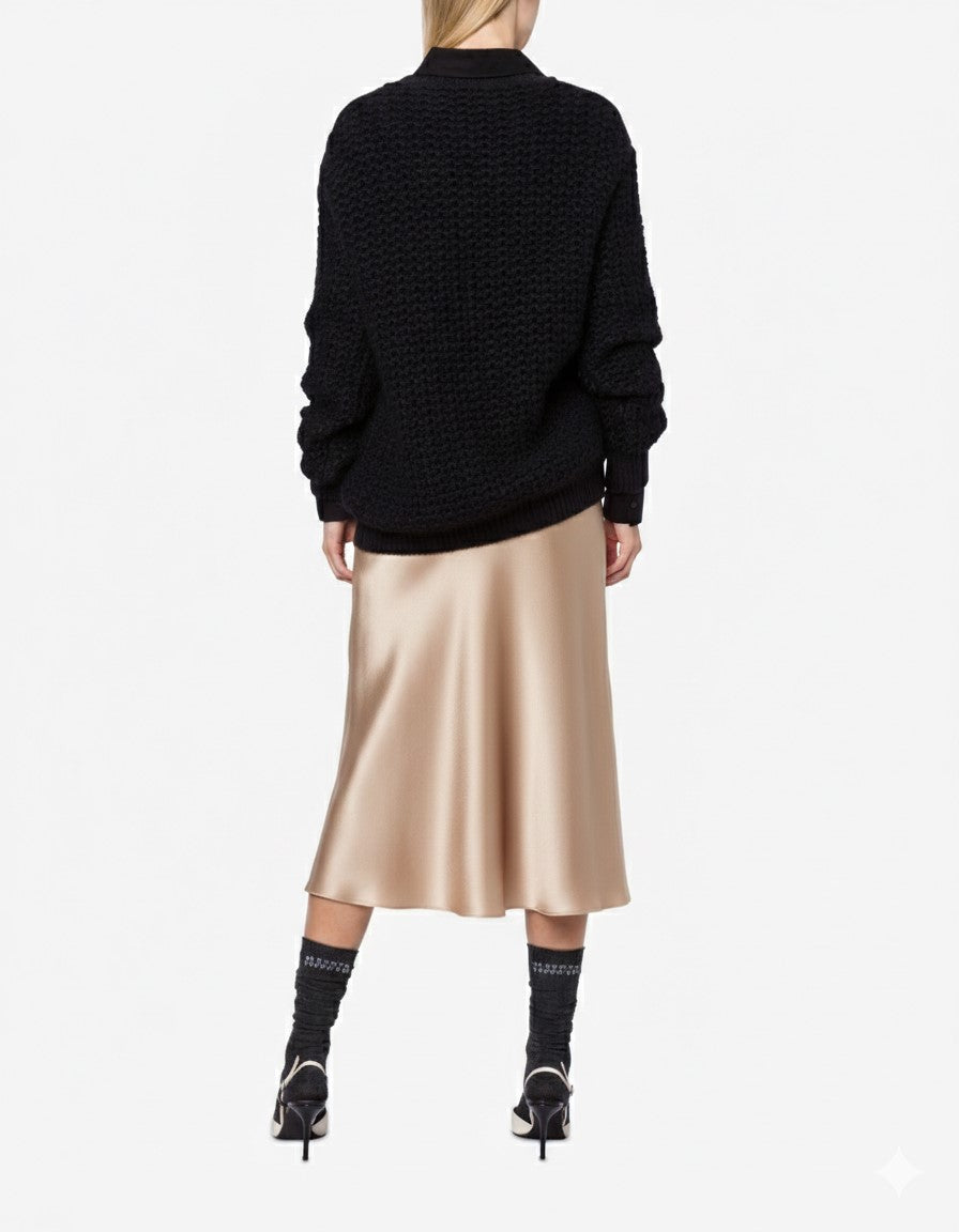 Silk blend midi skirt - Beige