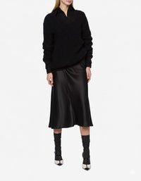 Silk blend midi skirt - Black
