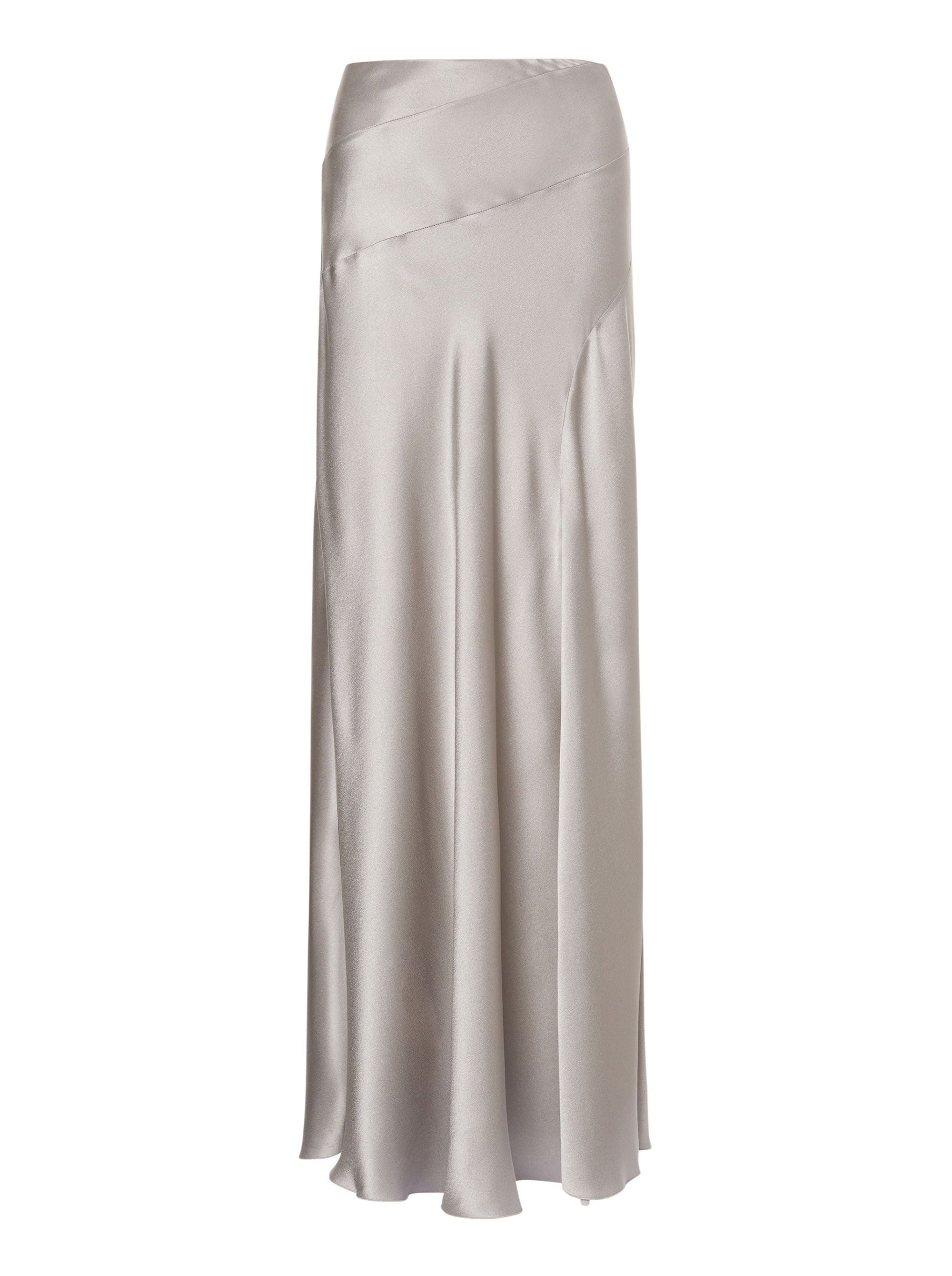 Jupe longue en soie mélangée - Grey Pearl