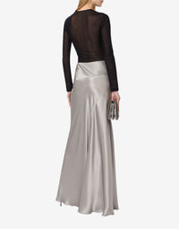 Jupe longue en soie mélangée - Grey Pearl