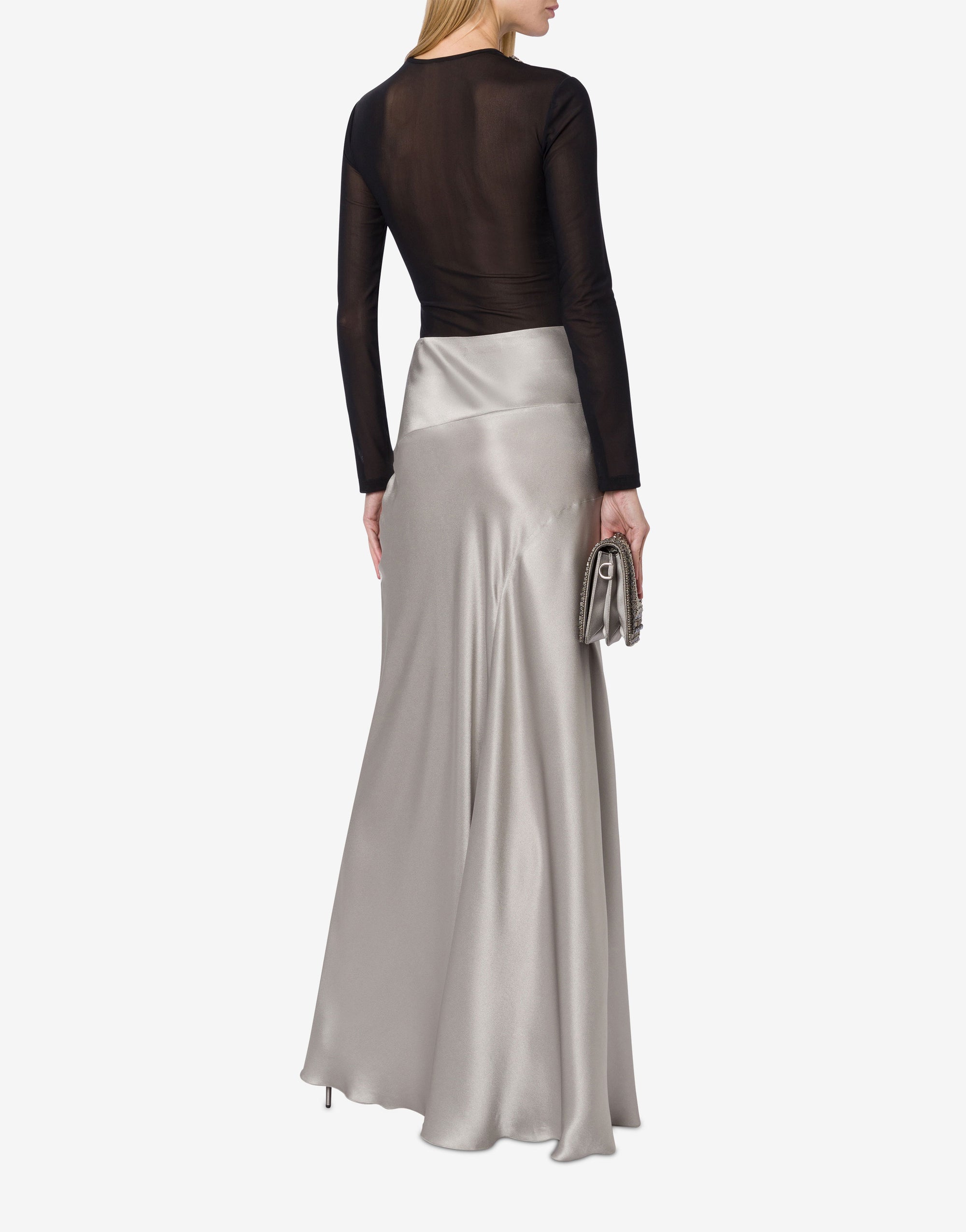 Jupe longue en soie mélangée - Grey Pearl