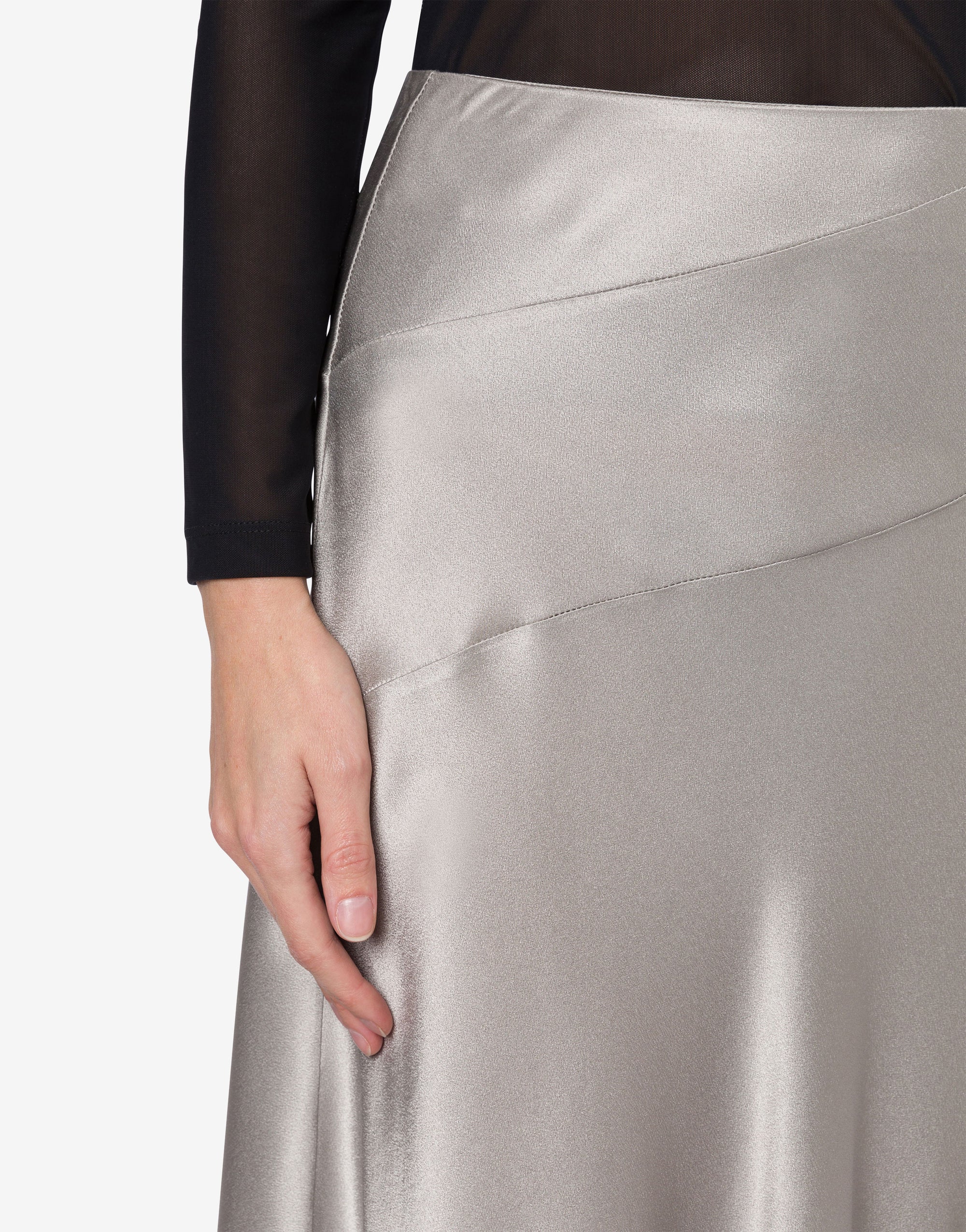 Jupe longue en soie mélangée - Grey Pearl