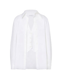 Chemise en popeline avec gilet - White