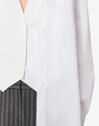 Chemise en popeline avec gilet - White