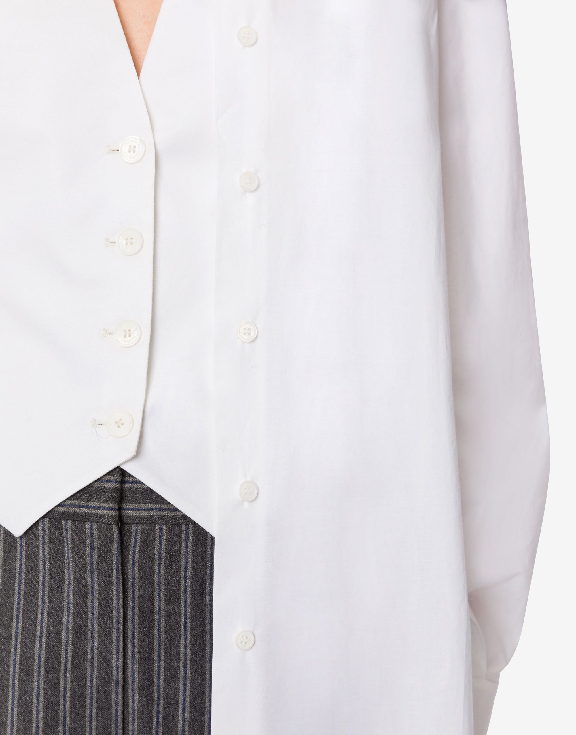 Chemise en popeline avec gilet - White