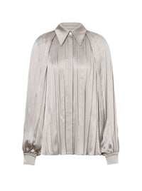 Pleated silk blend shirt - Grey Pearl